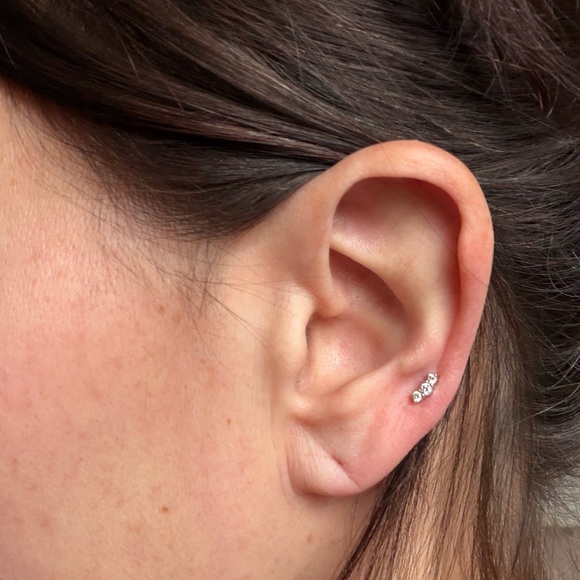 Mejuri Jewelry - Mejuri Single Triple Diamond Stud in White Gold